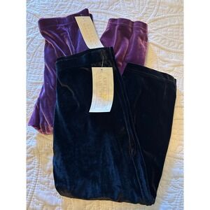 Vtg Affluence Dancewear Velvet Crop Leggings Bundle Black Purple Adult Medium